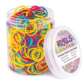 HOYOLS 3/4 Inches Colorful Rubber Bands for Hair Ties Reusable Elastics Ponytail Holders for Baby Toddler Girls Infants Kids Thick Hair Mini Braids No Damage Office Supplier 600 Pcs (M) Latex-Free