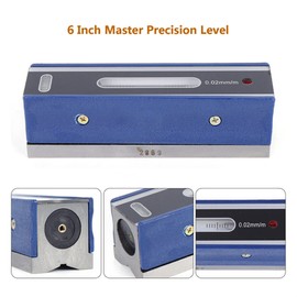kimllier 6" (150mm) Accuracy Level, Accuracy 0.02mm/m Strip Level with Wooden Box Used to Test the Flatness and Horizontal Position of Equipment