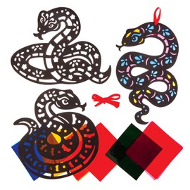 Baker Ross FN355 Year of the Snake Stained Glass Decoration Kits - Pack of 6, Chinese New Year Arts and Crafts for Kids