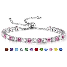 Buywis Tennis Bracelet for Women Birthstone Cubic Zirconia Bracelet Silver Silder Bracelet Birthday Jewellery Graduation Gifts October Birthstone