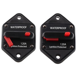 JIAKUPA 12V-48V DC Panel Mount Circuit Breaker 120A,Hi-Amp 120A Circuit Breaker with Manual Reset and Gasket for Auto Truck RV Marine Car Marine Boat Trolling Motors