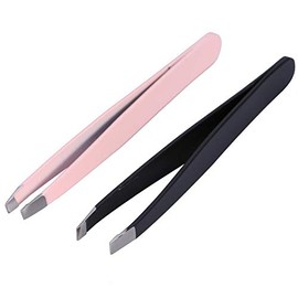 Pinzas inclinadas, pinzas profesionales de acero inoxidable con punta inclinada para cejas, gran precisión para vello facial, pestañas, forma de cejas y depilación