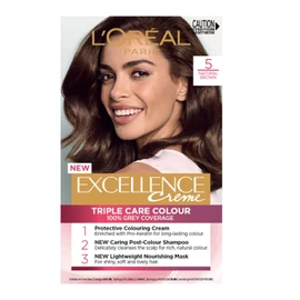 L'Oréal Paris, Permanent Hair Dye, Strengthening & With Up To 100% Grey Coverage, Excellence, Brown 5.0