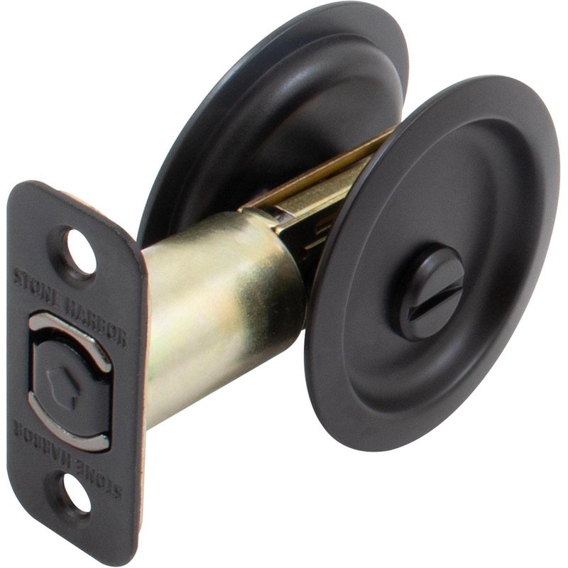 Round Pocket Door Lock, Privacy (Bed/Bath) Latch, 2-3/8" Backset, RCL,