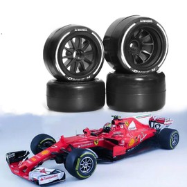 Chanjorlin 1/10 RC F1 Front and Rear Tires and Wheels 14mm Hex RC Drift Racing Hot Melt Tyres for 1/10 RC Formula One F1 Car Tamiya F104 PROII 58652 TRF104 42389 PANCAR KIT Teampowers TP 4PCS
