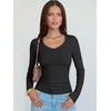 ANRABESS Long Sleeve Shirts for Women V Neck Ribbed Knit