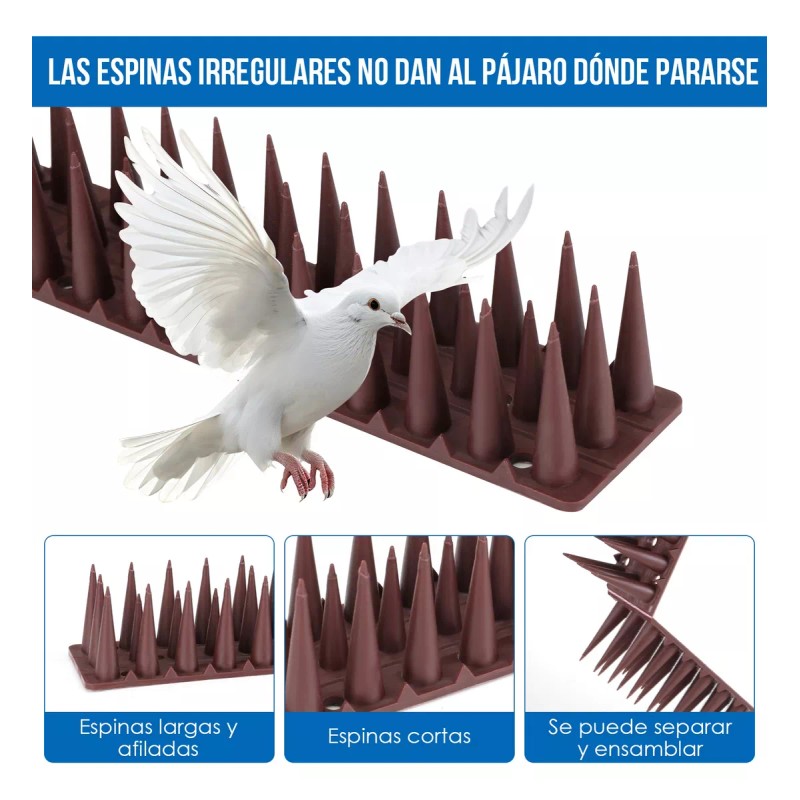 HomeChi 4.3m / 12pcs Picos Anti Paloma Pájaro De Plástico