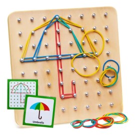 Tabla Geoboard De Madera Montessori Para Niños 3-5 Años                                                                                               