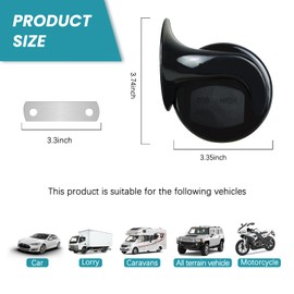 Wogomz 300DB Super Loud Train Horns, 12V Car Air Electric Snail Single Horn, Waterproof High Low Tone Air Horns Replacement for Car Motorcycle Truck Bike Boat & Any 12V Vehicles (Black TZ-101)