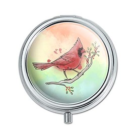Northern Cardinal Watercolor Northeastern Bird Pill Case Trinket Gift Box