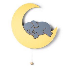 Lumipets Lighted Elephant on Moon, Nursery Night Light, Wall Mounted Lighted, Battery Operated Cloud Light Sign–Lightweight Moon Night Light for Babies, Toddlers, Kids