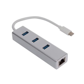 Velleman PCMP202 USB 3.1 Type C to Gigabit Network + 3-Port USB Hub, Aluminum Enclosure