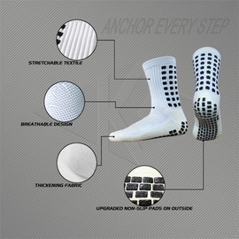 KEESOX 4 Pairs Anti Slip Soccer Socks/Non Slipping Basketball Socks/Sport Athletic Grip Socks, 2 White+2 Navy