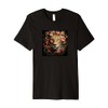 Leopard With Flowers Around Boho Style Graphic Premium T-Shirt