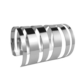 COLORFUL BLING Punk Alloy Hollow Geometric Smooth Polished Gold Hoop Open Cuff Wide Bracelet Bangle Wrist Jewelry for Women Lady-silver rectangle