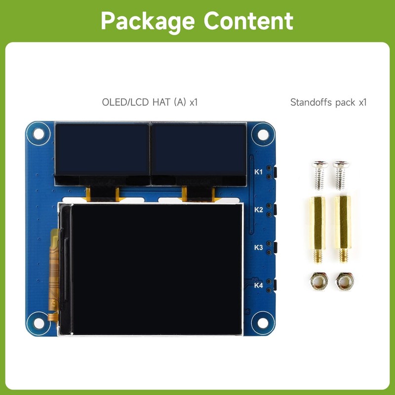 Waveshare OLED/LCD HAT, Onboard 2inch IPS LCD Main Screen and