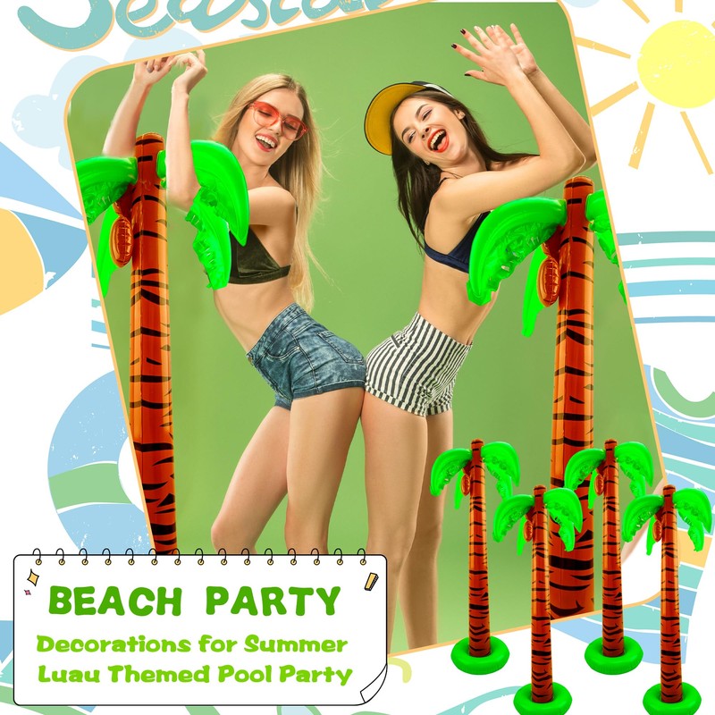 2 Pieces 40 Inch Inflatable Palm Trees Large Coconut Tree