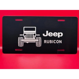 Laser Engraved Jeep Rubicon License Plate Black