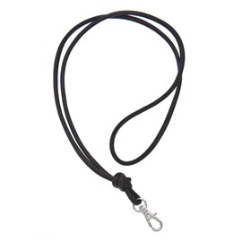 Soft nappa leather lanyard - assorted colours chrome colour clips (Black)