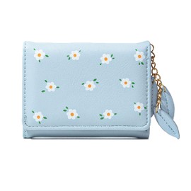 AOVINBID Women Girls Wallet Fashion Cute Tri-folded Wallet Slim Short Wallet Small Wallet Cash Pocket Card Holder ID Window Purse for Women（BLUE）