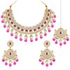 Aheli Silver Plated Kundan & Rani Pink Beads Studded Choker