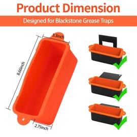 Silicone Grease Cup Liners for 36 28 22 17 Inch Blackstone Griddle Grills, Grease Catcher Liner Reusable Grill Grease Tray, Replacement of Aluminum Foil Drip Pans, 3 Pack Orange