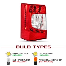 JSBOYAT Fits for 2011 2012 2013 2014 2015 2016 Chrysler Town and Country Tail lights Assembly [LED Type] Brake Rear Tailights LH+RH Driver and Passenger Sides