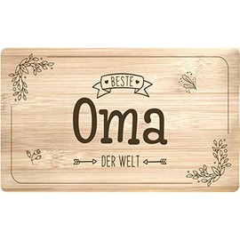 Breakfast Board with Saying Beste Oma der Welt - Wooden Board Made in Germany Made of Real Wood - Gift for Grandmother (Grandma)