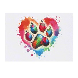 'Paw Print Love Heart' Temporary Tattoo - Water Resistant, Skin-Safe, Non-Toxic Transfer (TO00077643)
