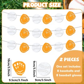 2 Pcs Baseball Decorations Baseball Party Baseball Banner Baseball Glove Garland Party Felt Cloth Decor Sports Theme Party for Birthday Baby Shower Classroom Backdrop Decorations