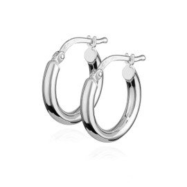 NKlaus Pair of Hoop Earrings 925 Silver Round 2.5 mm Wide Elegant Women's Earrings - Timeless Classics, Ideal for Special Occasions, Sterling Silver