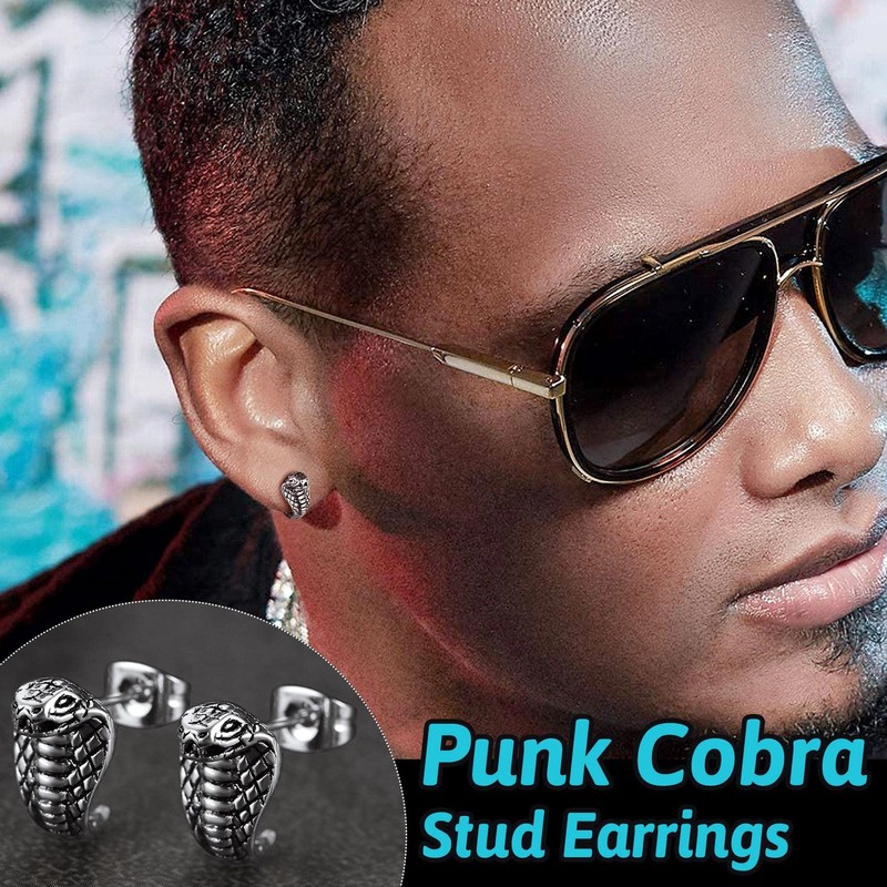 Cobra Stud Earrings for Women Silver Tiny Ear Studs Stainless