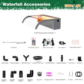 Waterfall Pool Fountain, LONGRUN Waterfall Spillway for Koi Ponds - 11.8" Transparent Acrylic Water Fall for Swimming Pool, Garden Pond, Patios, Spa Decoration
