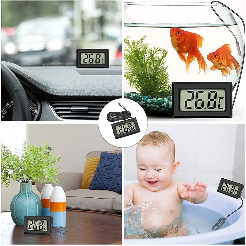 Samcos LCD Digital Thermometer, Temperature Monitor, Waterproof Temperature Probe, For