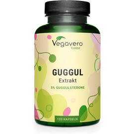 Guggul Capsules Ayurveda | Premium: 500 mg Extract (15:1) - 5% Guggulsterones | Raw Material from India | Laboratory Tested | Pack of 120 | Vegan - No Additives | German Production by Vegavero®