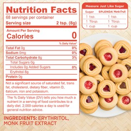 Splenda Naturals Monk Fruit Zero Calorie All Natural Granulated Sweetener - 19 Oz Jar, 19 Oz