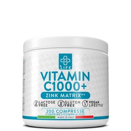 +LIFE - Vitamin C and Zinc High Dose 1000 mg 200 Tablets PiuLife® Vitamin C Zinc 10mg, Supplement Pure Vitamin C from Ascorbic Acid, Natural Antioxidant for Immune System, Vitamin C Zinc