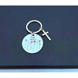 Generic Christian Keychain Confirmation Gifts Cross Keychain Inspirational Gift God Says You Are Flower Keychain Sister Gifts, Large, Silver