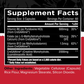 Unmatched Unmatched CreGAAtine Optimized Creatine | Creatine Monohydrate + GAA (Guanidinoacetic Acid) | Muscle Build, Strength, Recovery | 180 Capsules, 60 Servings (Unflavored)