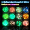 Fluorescent Glitter, 12 Colours Glitter Face Fluorescent Sequin Luminous Fluorescent
