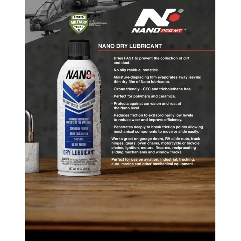 NANO Pro MT NDT11D Dry Lubricant 11oz (Silicone Free )