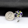 Uloveido Elegant Purple Flower Statement Rings White Gold Plated Cubic