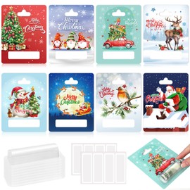 DPKOW Christmas Money Gift Packaging, Pack of 8 Gift Cards, Christmas Wish Filler, Money Gift, Christmas Party Money Gift Ideas for Children, Christmas Money Holder Purses with Plastic Sleeve