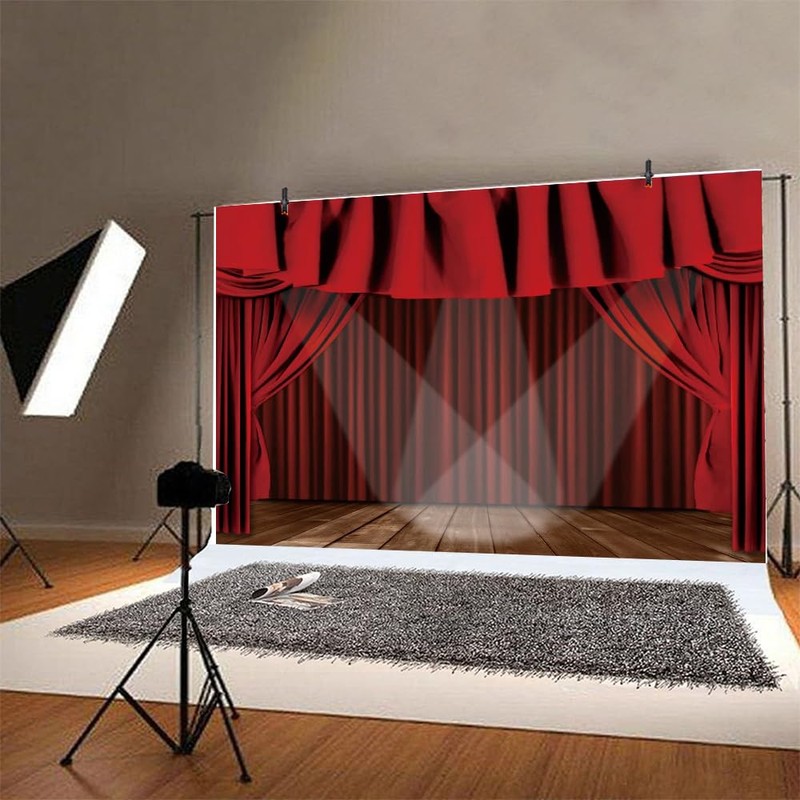 Red Curtain Theater Stage Backdrop Red Drapes Curtains Event Stage