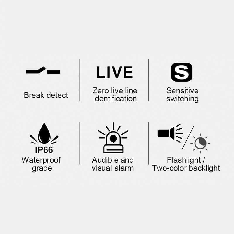 HT103 AC Voltage Tester Pen Waterproof Sound Light Alarm 12‑1000V