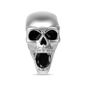 GNOCE Charm Stopper Sterling Silver Shouting Skull Rubber Spacer Bead Fit All Bracelet Charm Spacer for Women Girls