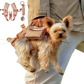 YorkieGogo Pet Carrier Sling & Backpack, Full Body Lift Harness, Help em Up Harness for Small Dogs and Cats (Khaki, XXS)