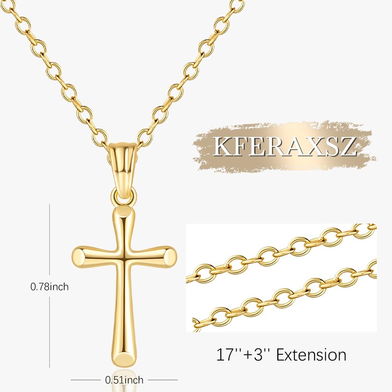 KFERAXSZ Cross Necklace for Women 14K Gold Cross Necklaces for