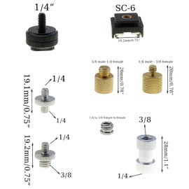 DGZZI 24PCS Camera Hot Shoe Mounting Screws Set 1/4 Inch and 3/8 Inch Threaded Converter Suitable for Tripods Ball Heads Flash Stand