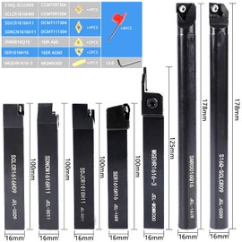 Lathe Threading-Tool Bit Set 21pcs - 7pcs 5/8" Turning Holder Boring Bars / 14pcs Indexable Carbide Inserts Golden CCMT09T304 DCMT11T304 16IR A60 16ER AG60 MGMN300 for Cutting Tool